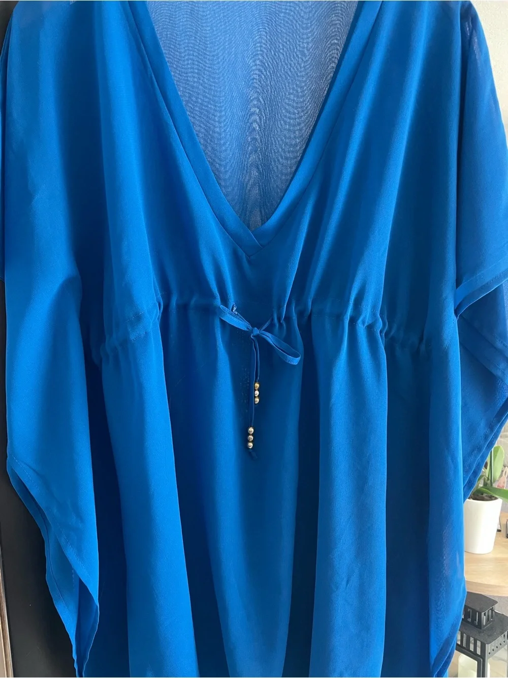 Echo Sheer Blue Swim Cover-Up | One Size | Lightweight Beach Kaftan